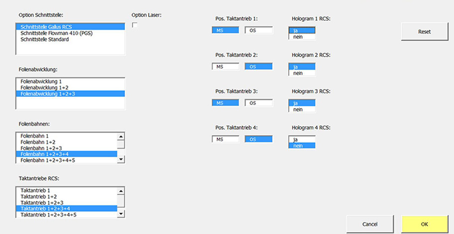 Pantec Automation configuration screen