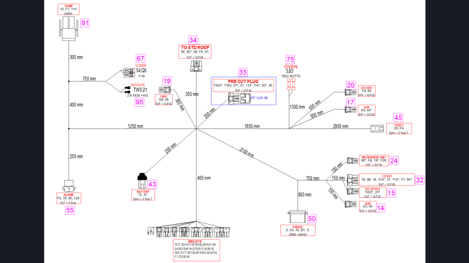 A production drawing from E3.cable