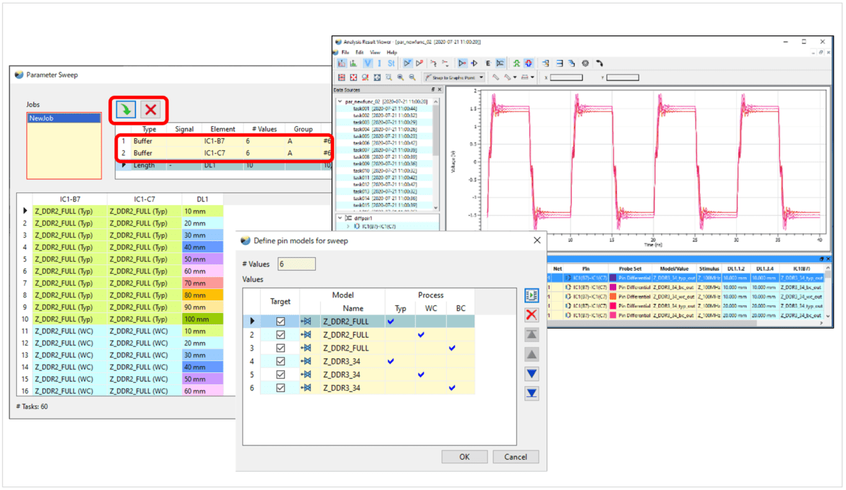 Signal integrity analysis functionality can support the execution of multiple pin models in one single pass. - CR-8000