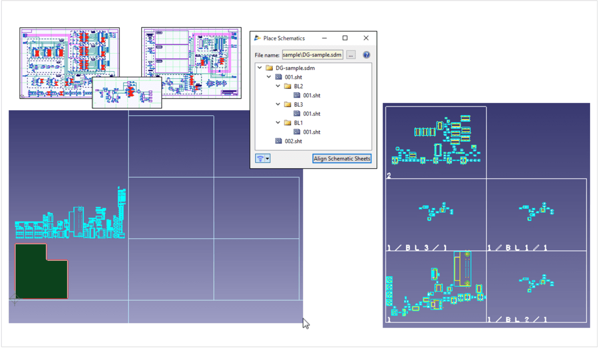 CR-8000 - Component placement for the layout of large board designs can be controlled to reflect the position of component on different schematic sheets.