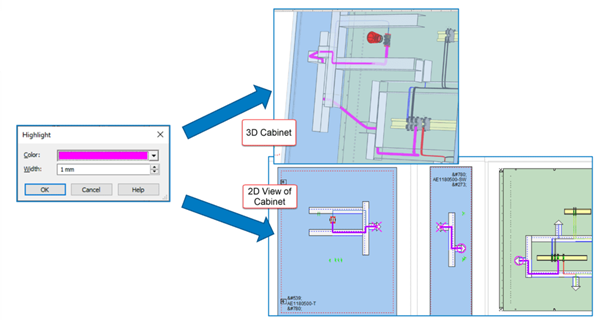 E3.Series - Highlight panel path between 2d and 3d designs