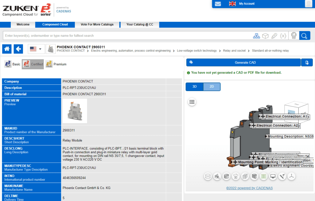 E3.series integration with Component Cloud -2022 release