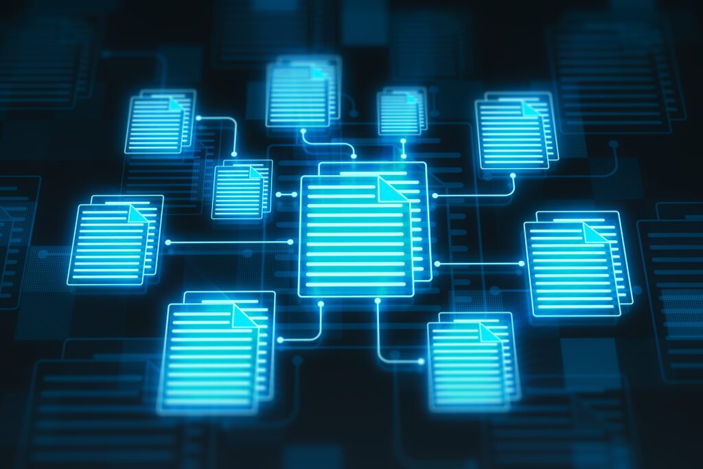 Interconnected documents, symbolizing how GENESYS integrates with E3.series and CR-8000 design tools, importing system constraints and synchronizing updates.