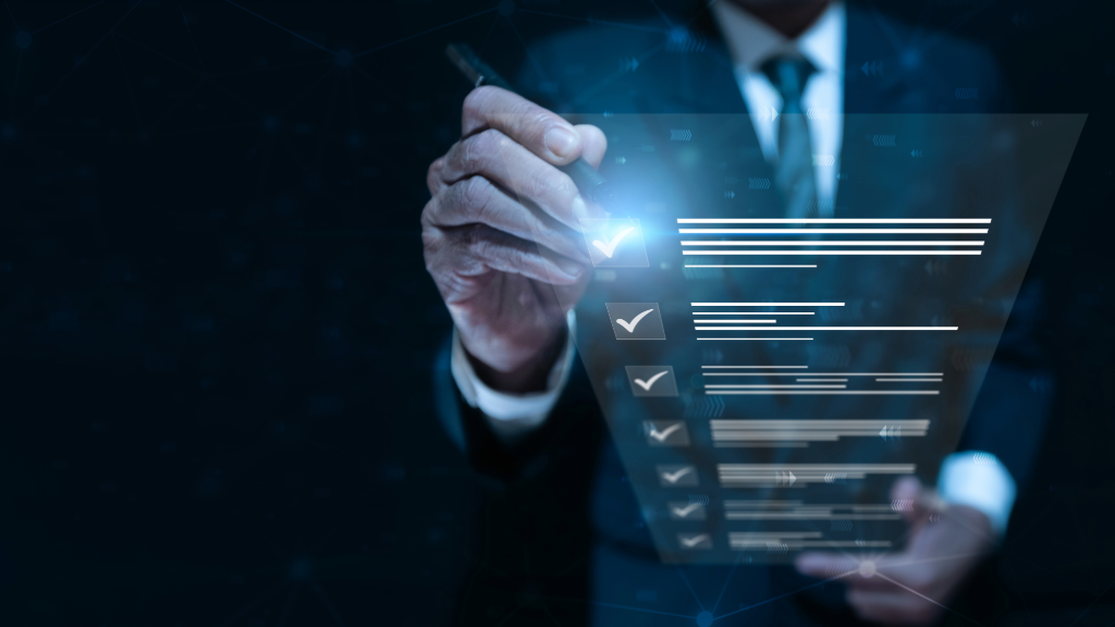 A person marking a checklist, symbolizing how GENESYS integrates with simulation tools to verify designs against operational, performance, and compliance criteria.