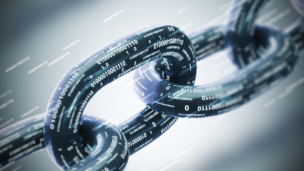 A chain with binary code, symbolizing GENESYS's ability to capture, manage, and link system requirements to design elements.