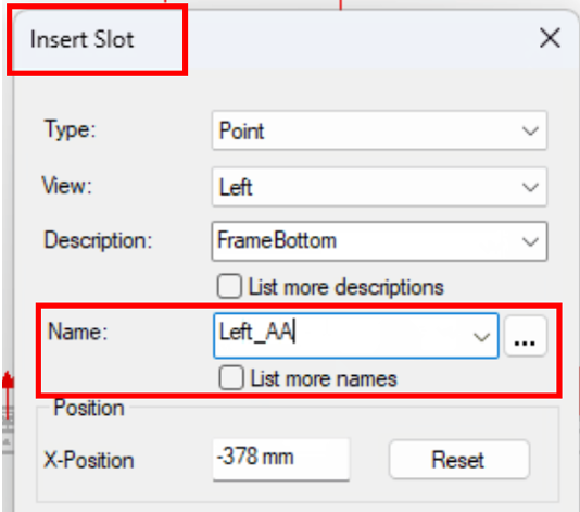 Insert Slot interface in Zuken E3.series showcasing the new feature for custom slot naming, enhancing the organization of complex cabinet designs.