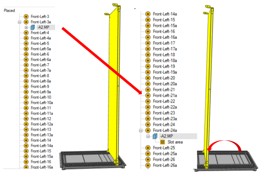 Device Tree in Zuken E3.series illustrating the new feature that allows for panel slot placement by dragging and dropping elements directly within the tree.