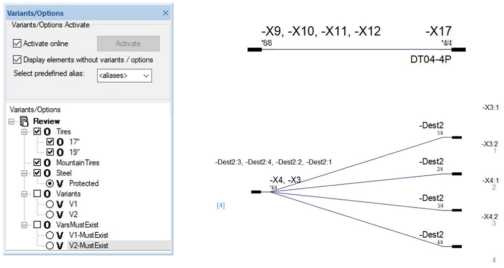 Multiple connectors with different variants and options can be displayed using one symbol.