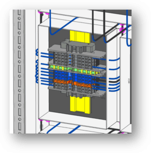 A screenshot of a 3D panel design from E3.series.