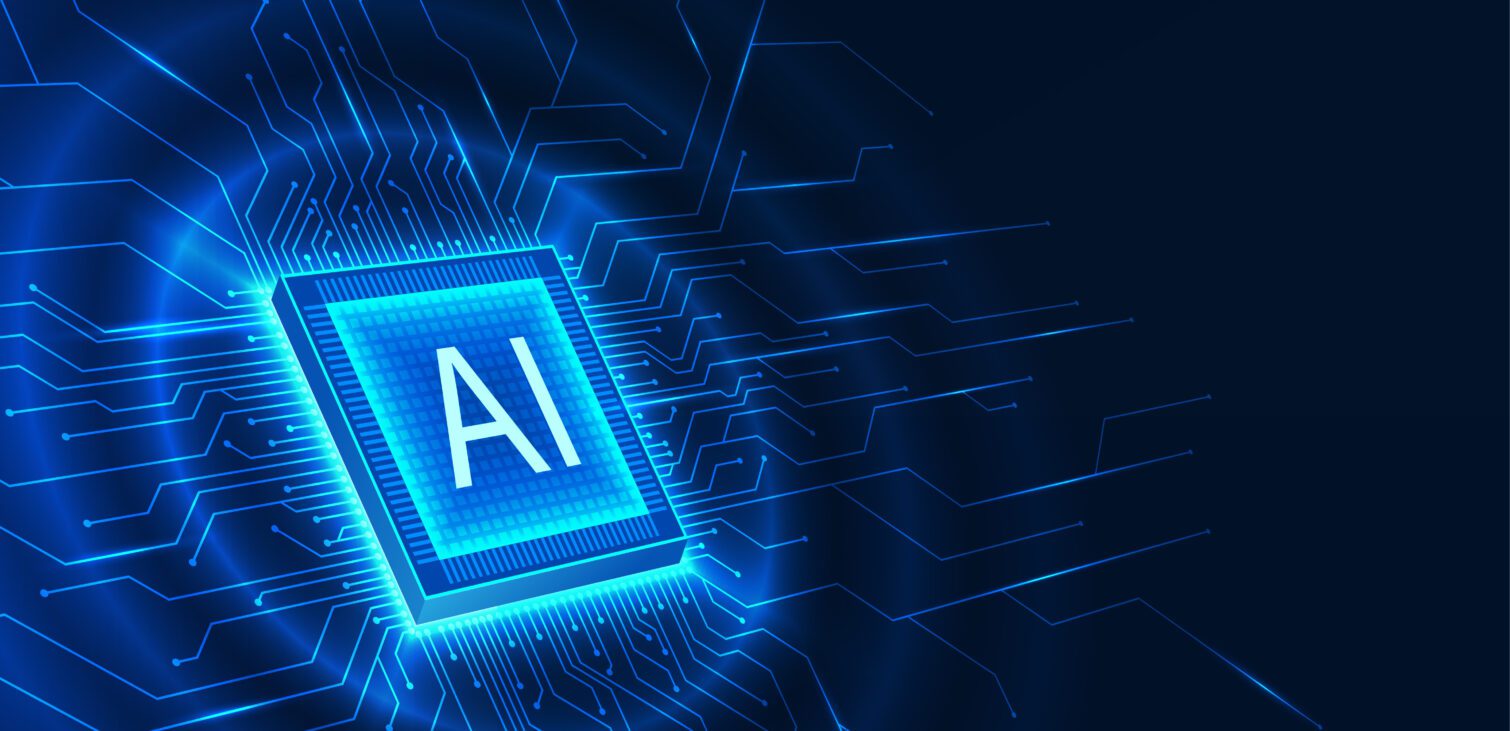 Illustration of a digital microchip representing AI integrating with the technology.