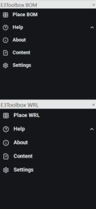 A screenshot showing the updated E3.Toolbox BOM and WRL windows. 