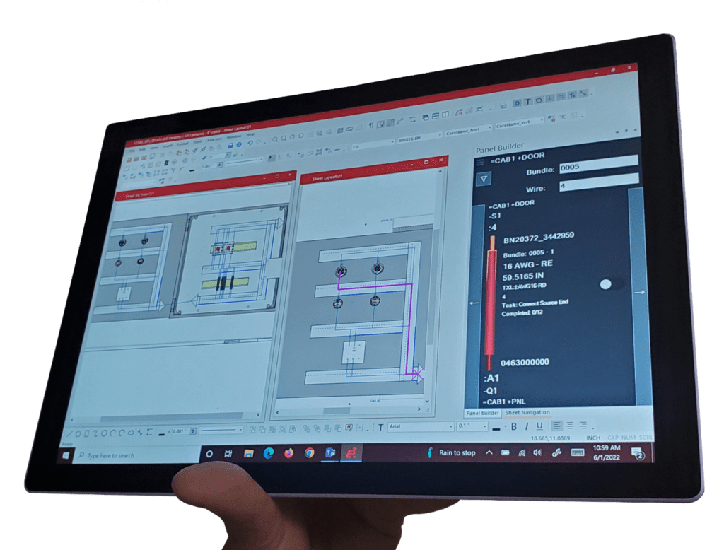  A picture of a tablet that has Wiring Tasks Manager on the display. 