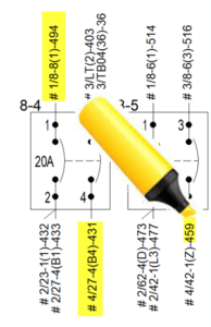 An image of a wiring diagram symbol that is being highlighted with a yellow highlighter.