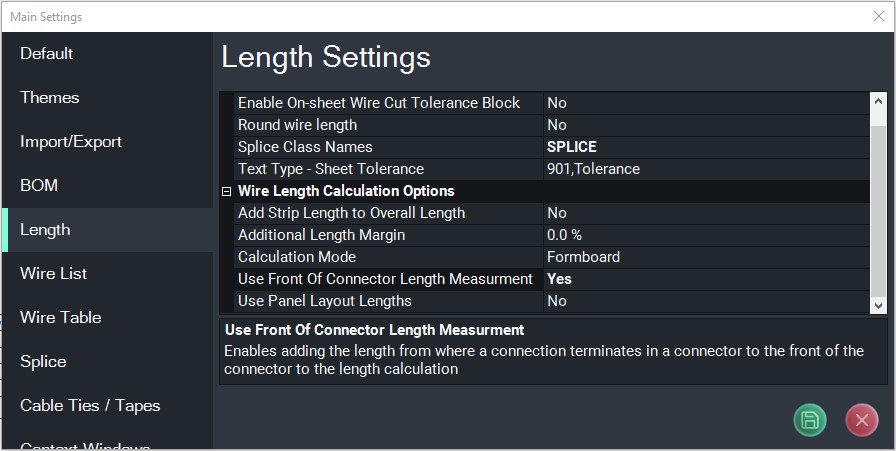 Harness Builder for E3.series Length Settings