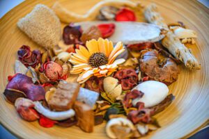 Potpourri in a small wooden bowl