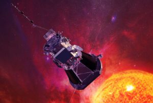 Space probe to study the sun, approaching a star.